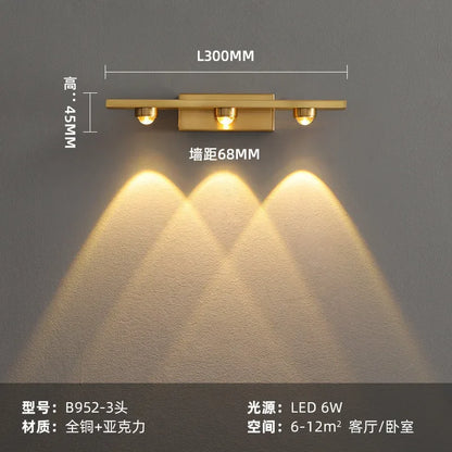 DecorBites™ Copper LED Wall Lamp Modern Bedside Reading Indoor Nordic Scone Wall Lamp