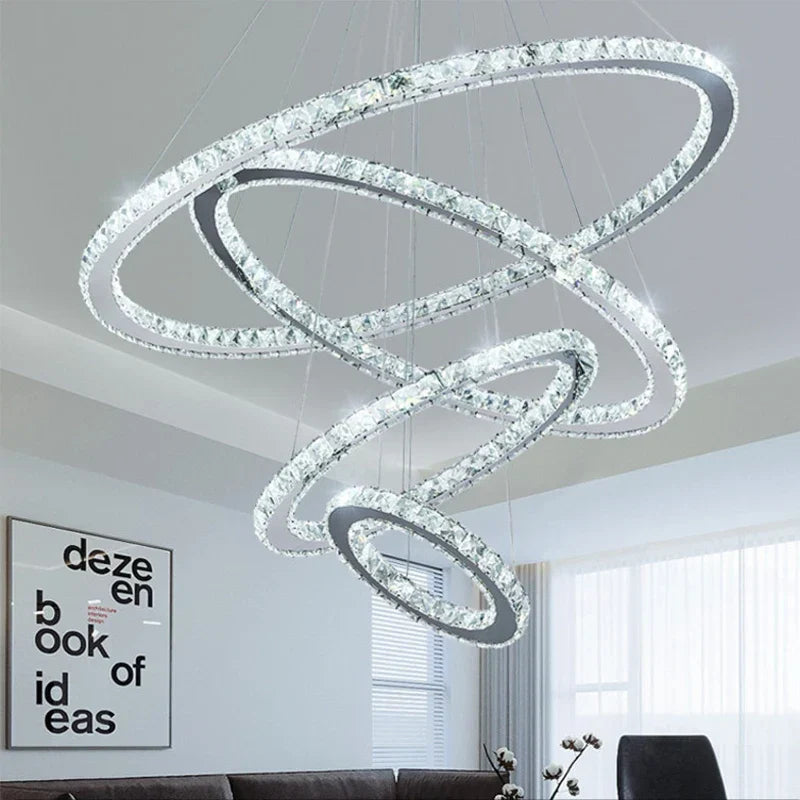 Gold LED Crystal Chandelier Chrome D100cm
