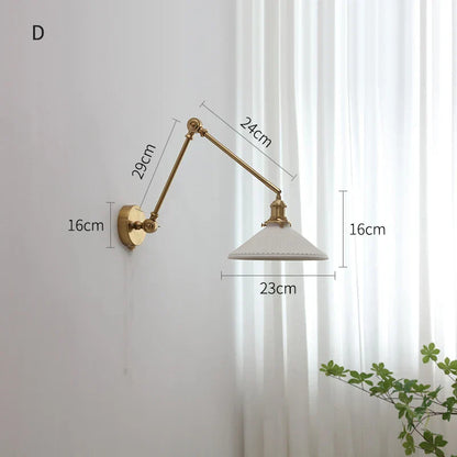 DecorBites™ Copper Swing Arm Wall Lights Sconce Up Down LED Modern Ceramic Lampshade