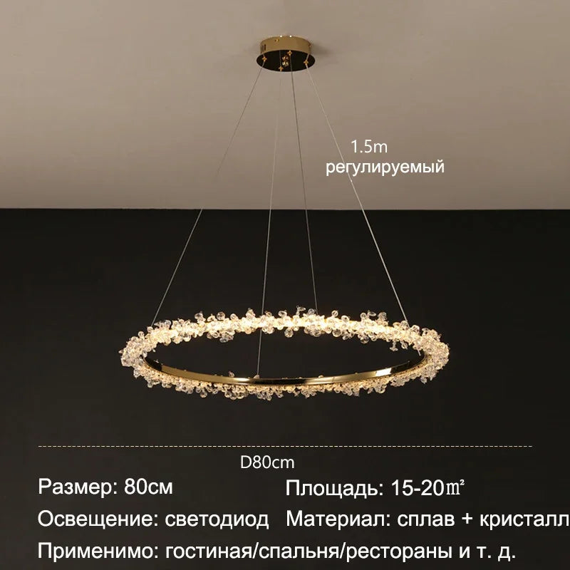 Gold Crystal LED Chandelier 4-Ring Design