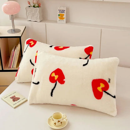 DecorBites™ Cozy Winter Plush Pillowcase: Nordic Printed Milk Velvet Soft Home Decor