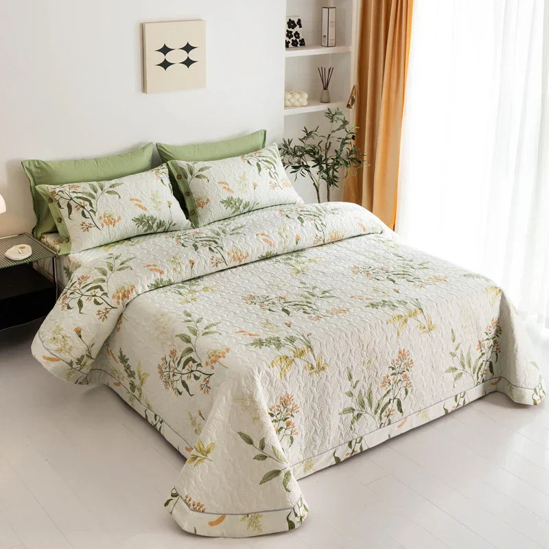 DecorBites™ Cotton Quilted Bedspread Bed Cover Set for Queen King Double Bed