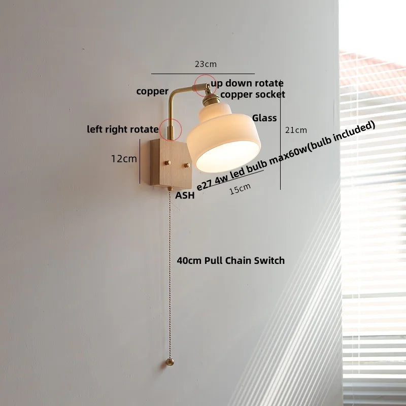 Brass Walnut Wall Sconce