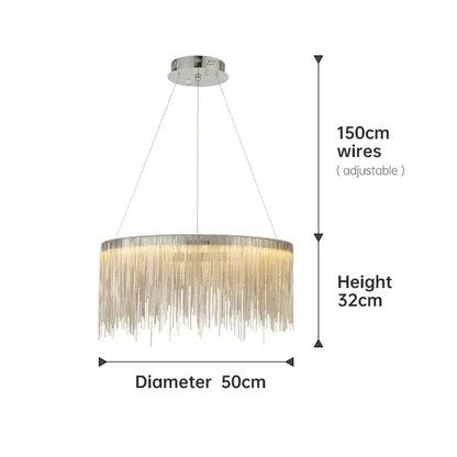 DecorBites™ LED Aluminum Tassel Chandelier: Modern Dimmable Light for Living Room, Hotel, Hall