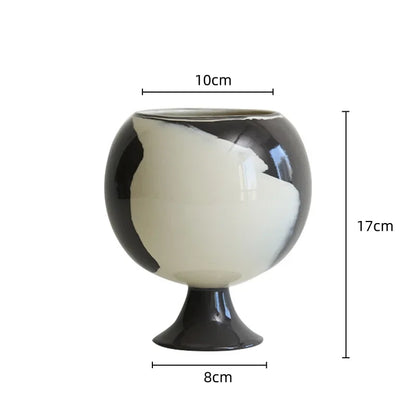 DecorBites™ Irregular Grain Spherical Ceramic Vase for Home Decoration and Floral Arrangements
