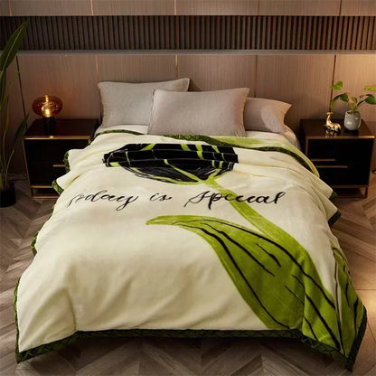 DecorBites™ Cozy Flocked Raschel Blanket | Soft & Warm Double-Sided Winter Bedding