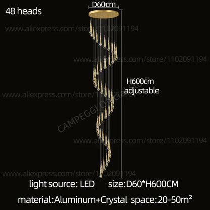 DecorBites™ Crystal LED Pendant Chandelier for Modern Luxury Living Room