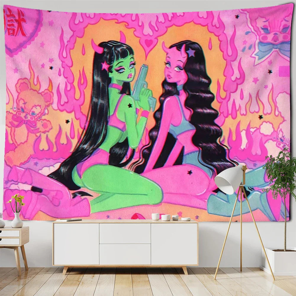 Anime Girl Tapestry Art