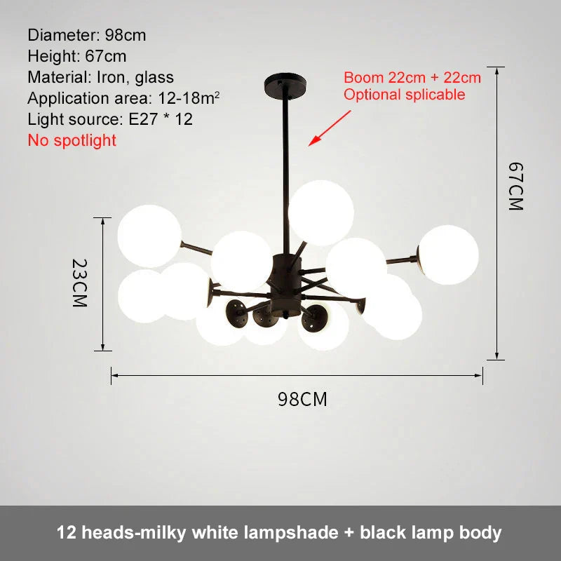 DecorBites™ Glass Ball LED Chandelier for Bedroom and Dining Room