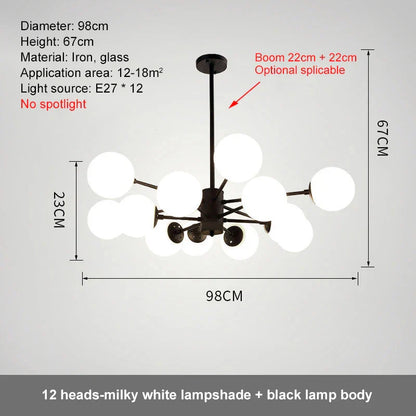 DecorBites™ Glass Ball LED Chandelier for Bedroom Dining Room - Elegant Ceiling Pendant Lamp