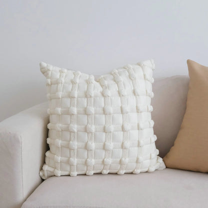 DecorBites™ Cream White Plaid 3D Bubble Cushion Cover - Light Luxury Decorative Sofa Pillow Cover