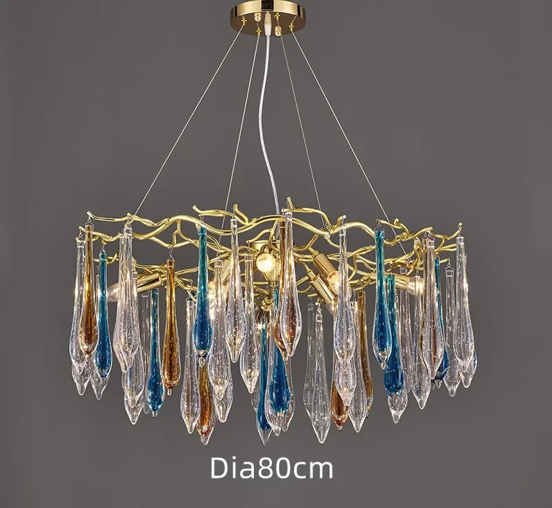 Gold LED Branch Chandelier Aluminum Dia100cm