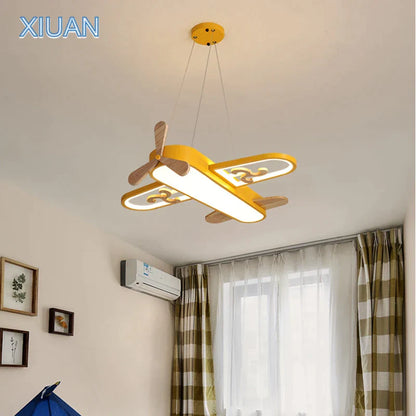 DecorBites™ Kids Airplane Pendant Lights Wood Metal Sconces Nursery School LED