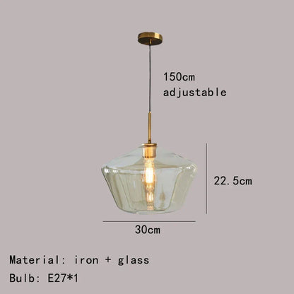 DecorBites™ Gray Amber Glass Pendant Lamp for Home and Office Lighting
