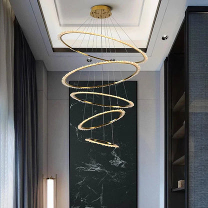 DecorBites™ Crystal Chandelier: Stair Pendant Lamp, Living Room & Interior Lighting