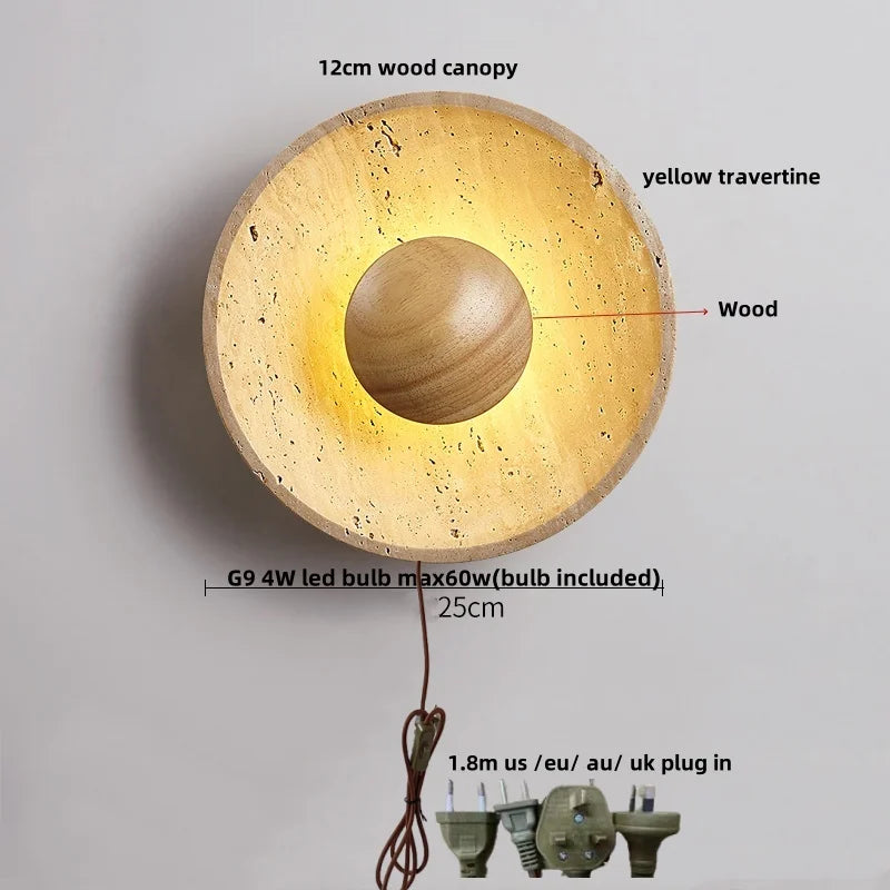 Travertine Glass Wall Light
