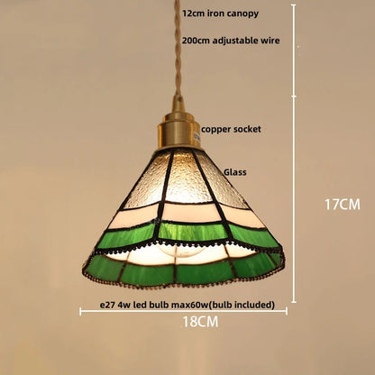DecorBites™ Glass LED Pendant Lamp Tiffany Style Hand Stitch Dining Room Lights