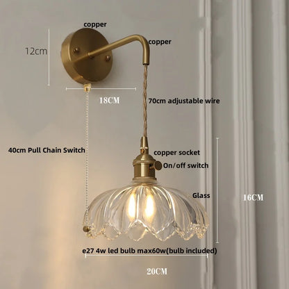 DecorBites™ Clear Glass LED Wall Light with Pull Chain Switch