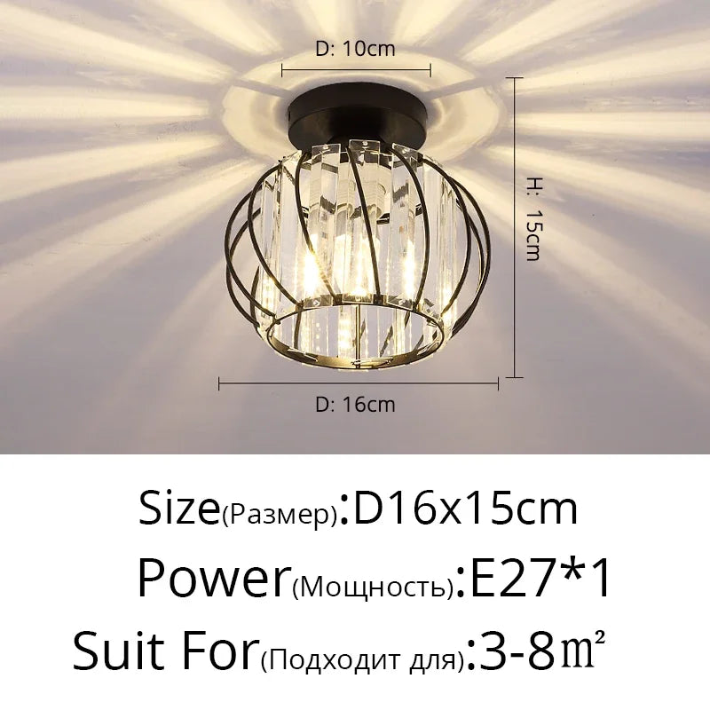 DecorBites™ Crystal Glass LED Chandelier for Modern Living, Study, and Aisle Lighting