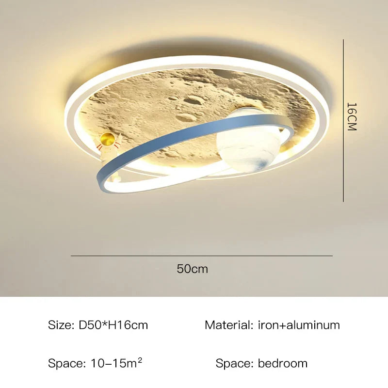 DecorBites™ Kids Moon Astronaut LED Ceiling Light for Eye Care in Blue Pink Carton Theme