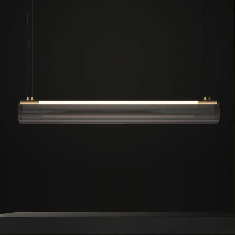 Black Tube Pendant Light 148cm Restaurant Style