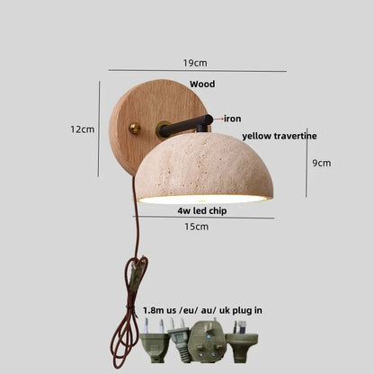 DecorBites™ Iron Yellow Travertine LED Wall Sconce for Bedroom, Bathroom, Mirror Light