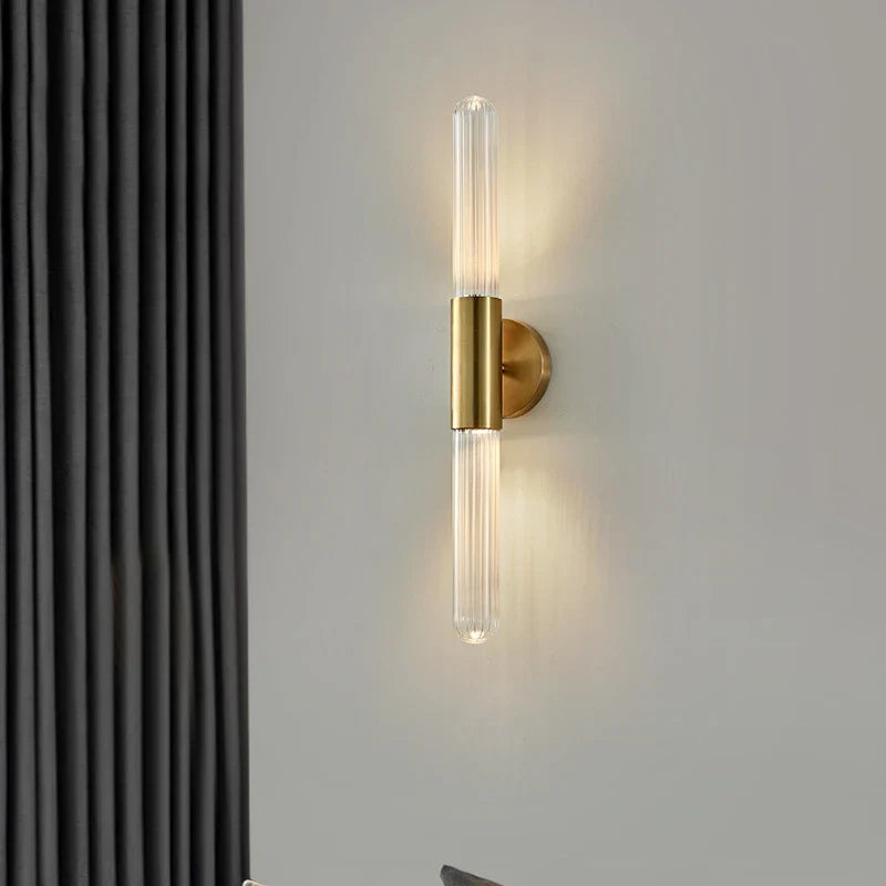 DecorBites™ Gold Metal LED Sconce with Clear White Glass, E27, Minimalist Design