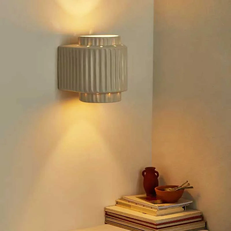DecorBites™ Cream White Resin Wall Lamp - LED Light for Bedroom Study and Living Room