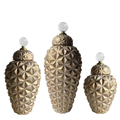 DecorBites™ Geometric Diamond Ceramic Vase: Stylish Flower Arrangement Décor Jar