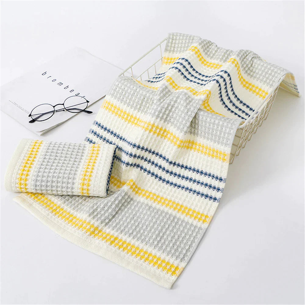 Waffle Stripe Cotton Towel Set