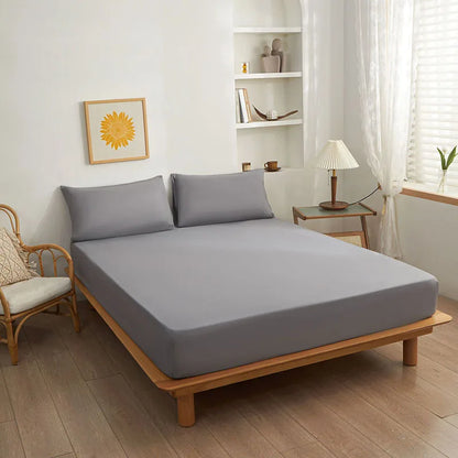 DecorBites™ Cotton Fitted Sheet: Soft & Durable, Queen/King Size, Elastic Band, Skin-Friendly