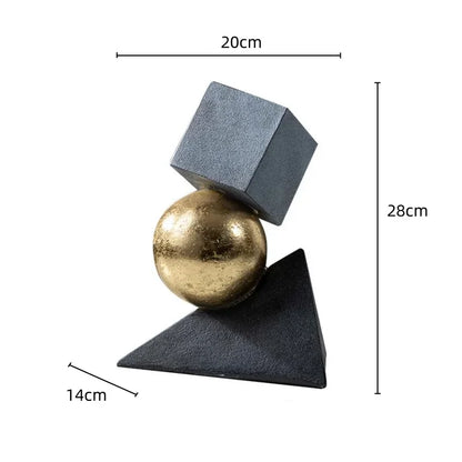 DecorBites™ Geometric Gold Ball Sculpture Statues for Home Decor