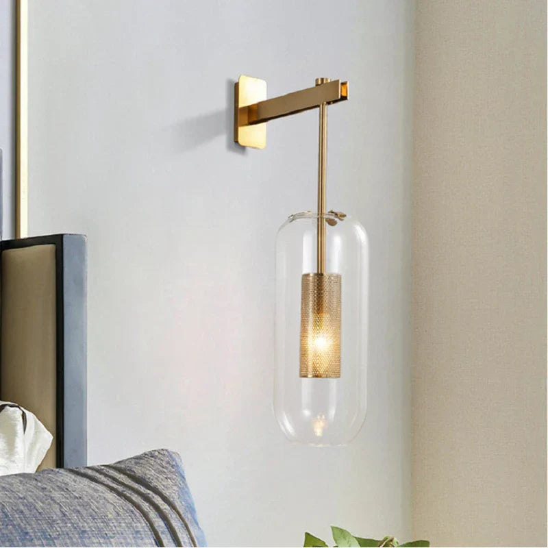 Gold Glass Bathroom Sconce With Clear Shades