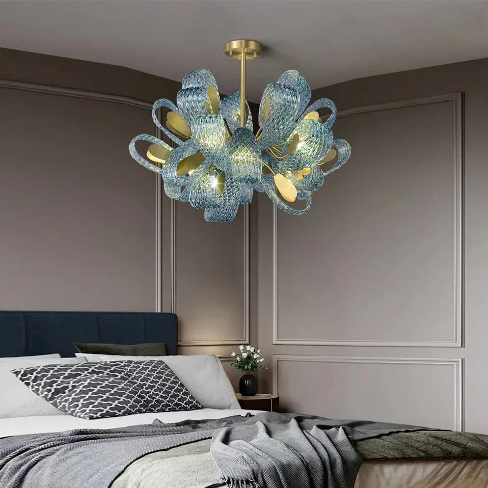 Copper Peacock Ceiling Chandelier