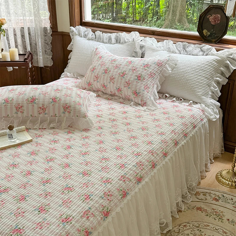 Cotton Ruffles Bed Skirt Set