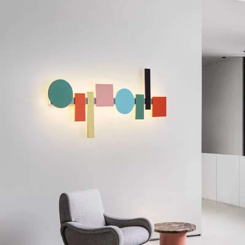 DecorBites™ Geometric Flush Mount Macaron Lamp for Living Room Bedside Lighting