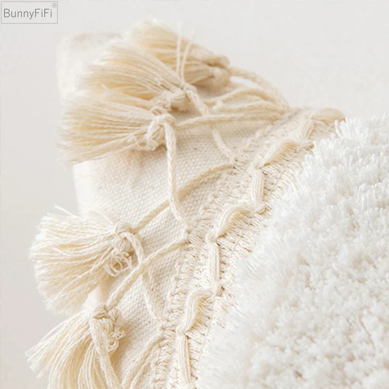 DecorBites™ Ivory Pompom Tassel Pillow Cover 45x45cm/30x50cm Home Decor Sofa Seasonable