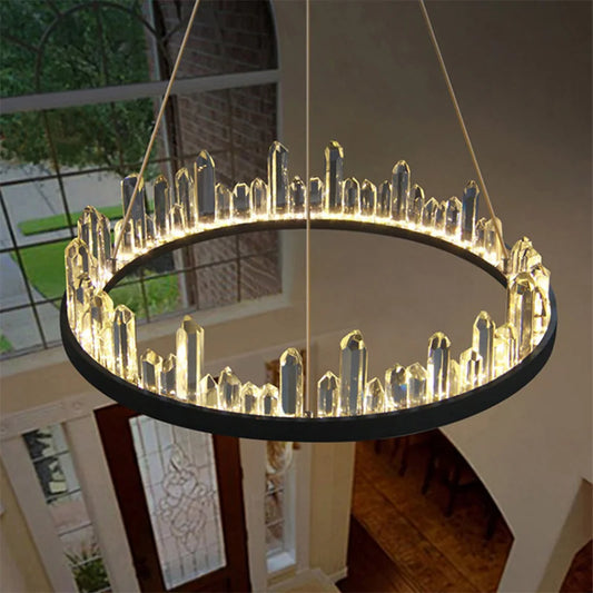 DecorBites™ Crystal LED Pendant Lights: Modern Gold Black Industrial Lamp