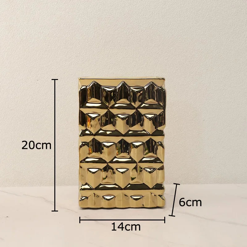 Gold Ceramic Square Vase