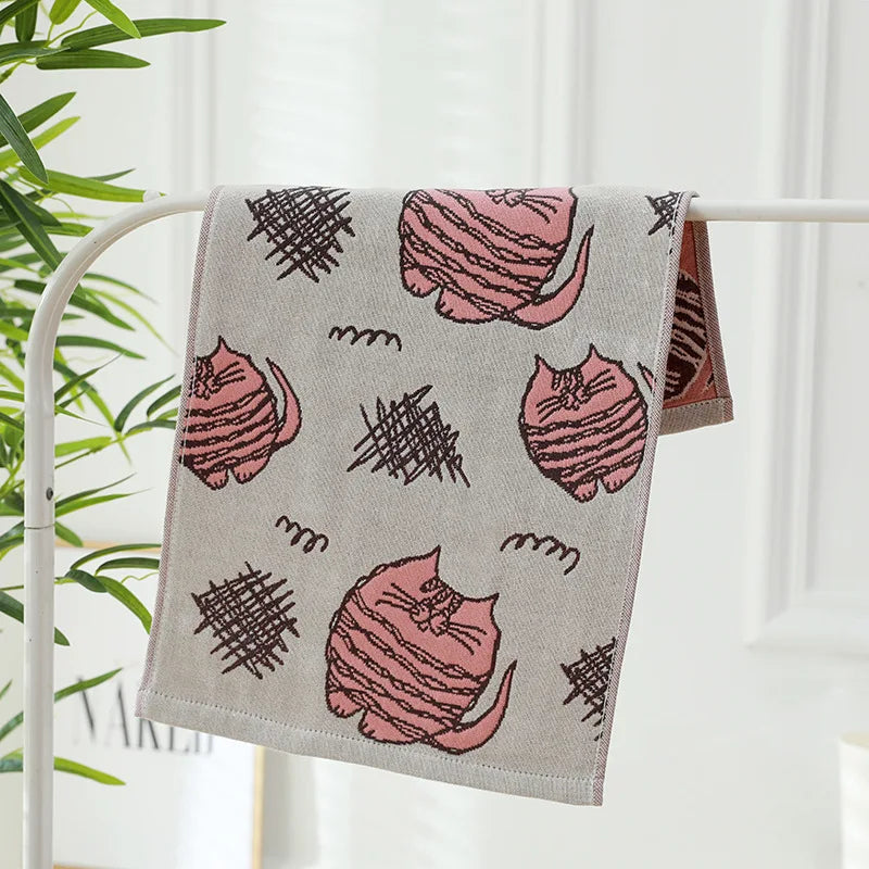 Cat Print Face Towels