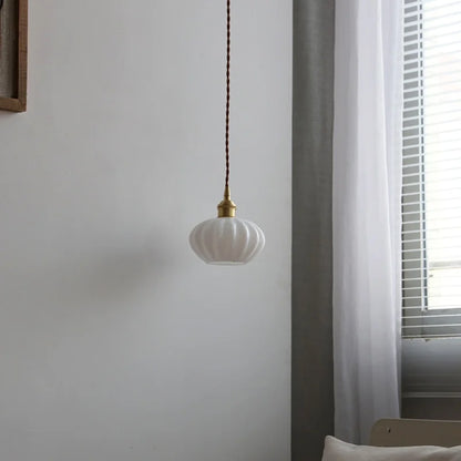 DecorBites™ Copper White Glass LED Pendant Lamp for Modern Living Room Decor