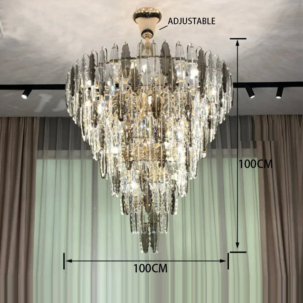 Crystal Leaf Chandelier 150cm Duplex Design