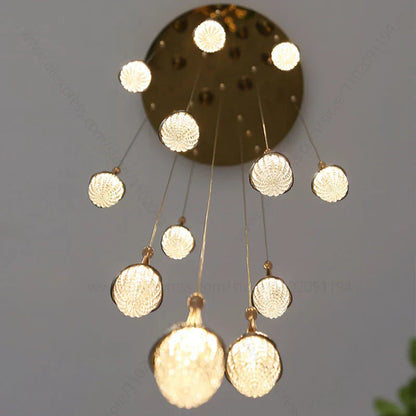 DecorBites™ Gold LED Staircase Chandelier: Elegant Luxury Large Pendant Lamp for Living Room