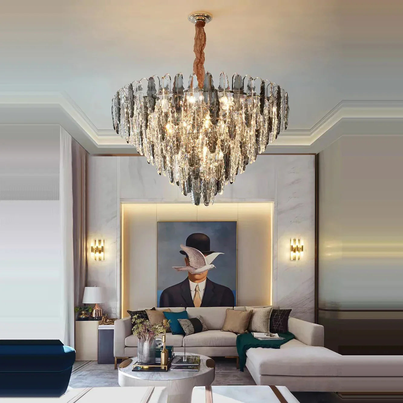 Crystal Leaf Chandelier 150cm Duplex Design
