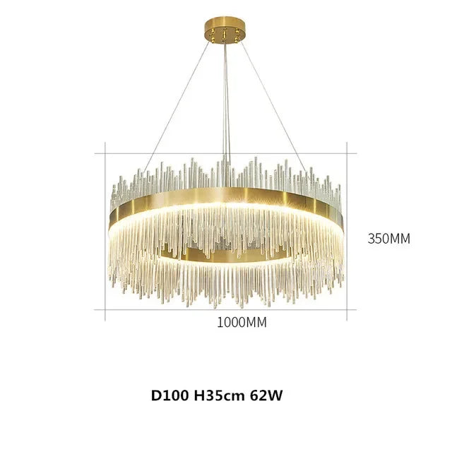 Gold Crystal Circle Chandelier 80cm Dimmable