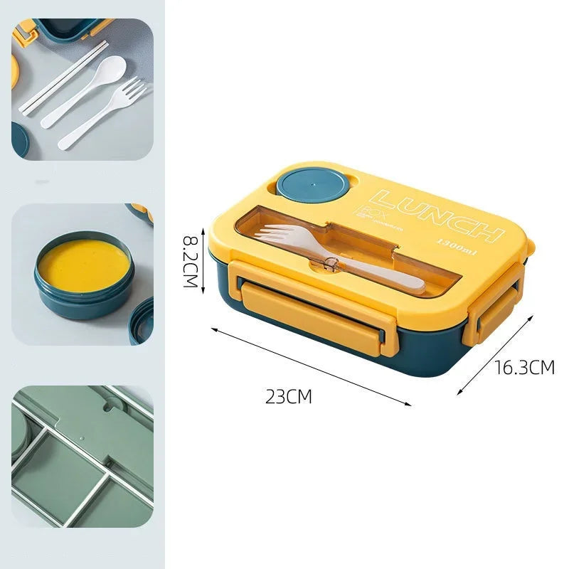 DecorBites™ Kids' 1300ML Lunch Box Set with Utensils – Microwave Safe Bento Container