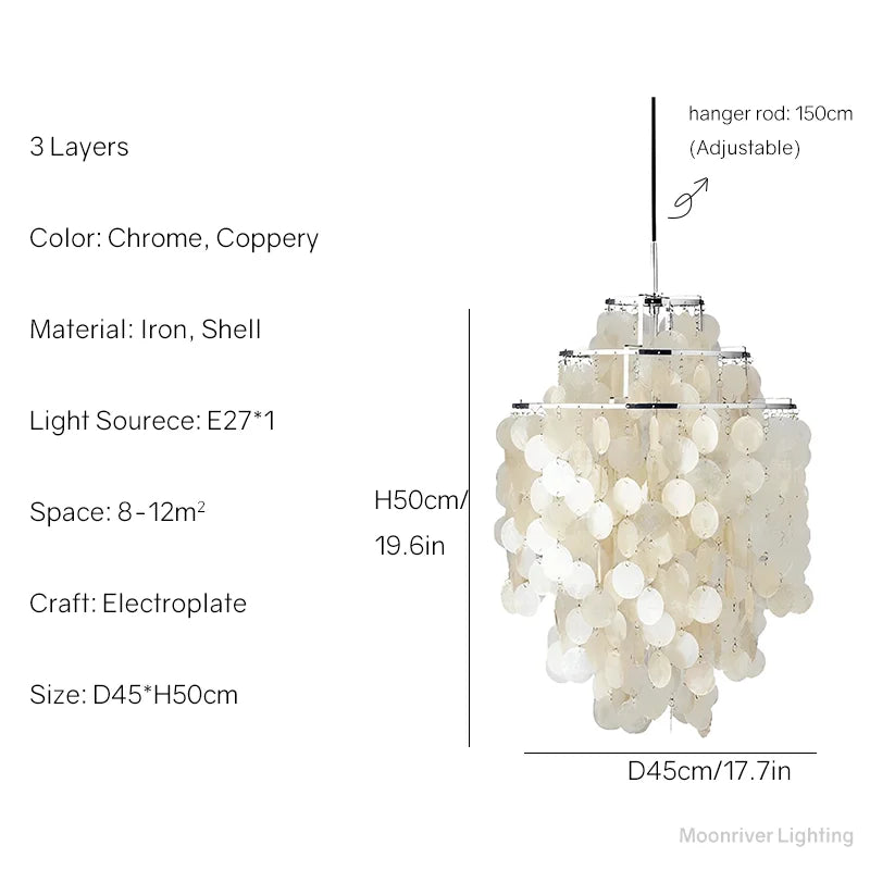 DecorBites™ Aeolian Bells Shell Chandelier for Mediterranean Living Room, Shop, Bar, and Restaurant