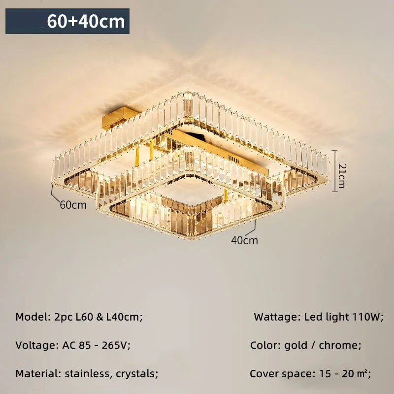 DecorBites™ Crystal Ceiling Chandelier Dimmable LED Lights for Luxury Foyers and Bedrooms