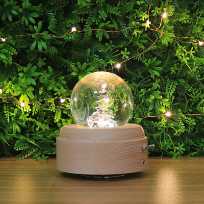 DecorBites™ Crystal Ball Music Box: Rotating Light Projection, Birthday & Valentine's Day Gift