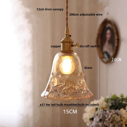 DecorBites™ Copper Glass LED Pendant Light - Modern Adjustable Hanging Fixture for Home deco